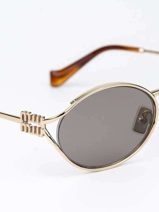 Miu Miu Women Sunglasses LOGO Pale Gold Grey Oval MU52YS ZVN80Q NEW AUTHENTIC main image 6